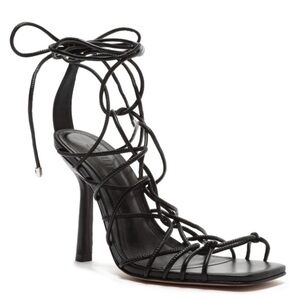Schutz Black Lace-Up Strappy Sandals - Women's